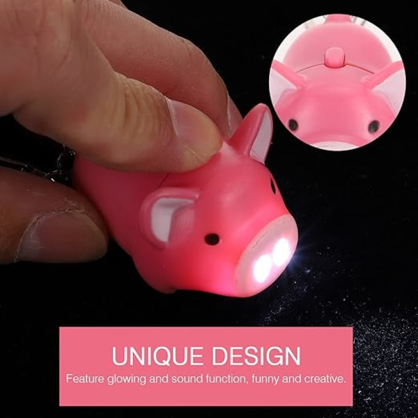 2kpl (Pinkki) Eläin Hämärässä Hohtava Avaimenperä - Söpö Sika LED-avain
