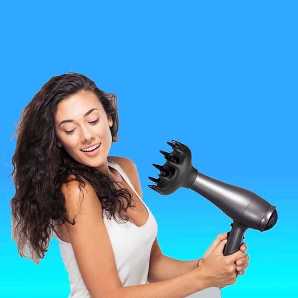 Hårtørrer diffuser til krøllet hår, passer til 4,3-5,3 cm dyser, sort