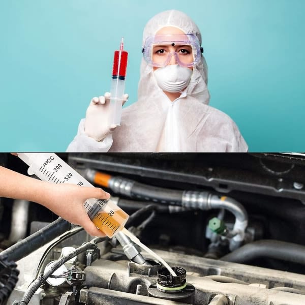 2 st 150 ml Sprutor Återanvändbara Flytande Sprutor med 2 st 1 m Slangar med Kateter Plastspruta med Stor Kapacitet för Laboratorier, Industri, Trädgård