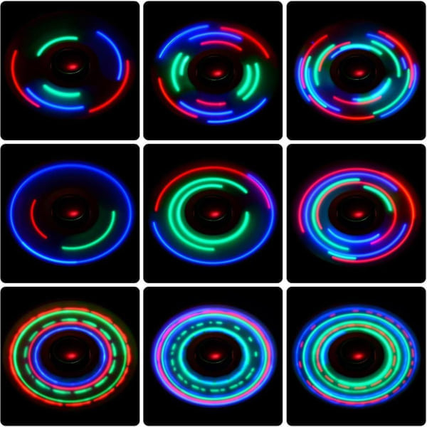 Metal LED Lys Op Fidget Spinner - Festgave Med Rigtig Lys Show - Angstlindrende Sensoriske Legetøj Til Børn Voksne[GL] Sort Hvid black White