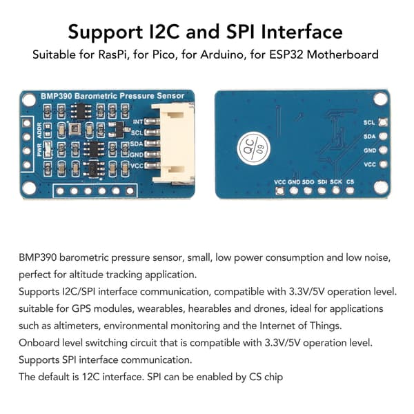 Barometrisk trycksensor I2C SPI-gränssnitt Temperatur Höjd Lågt brus BMP390 Sensor för GPS Bärbar enhet Drönare