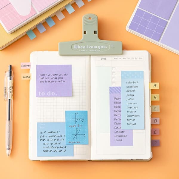 Sticky Notes Sæt - 4 stk., 60 ark pr. blok - Stærk klæber og let at fjerne ...