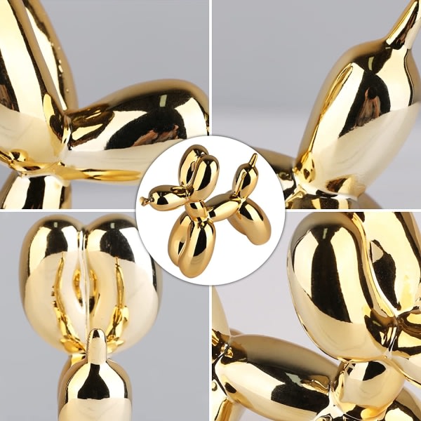 CDQ Glänsande galvanisk ballonghundstaty (guld, 3,9*3,9*1,6 tum)