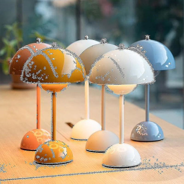 Blomkruka Svamp LED-bordslampor, Modern Bud Macaron Bordslampa Vintage Läsbordslampa ferrous