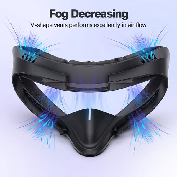 VR-headset ansigtsgrænsefladeudskiftning, åndbar PU-læderpolstring, silikone næsebeskytter, til Valve Index VR-gaming, sort