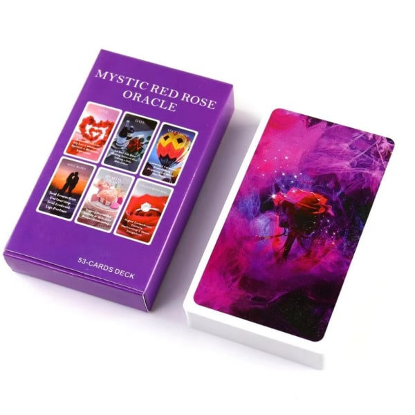 53 kort Mystic Red Rose Oracle Deck 10,3*6cm A Situations Deck Tarotkort Twin Flame Oracle Cards Love Keywords B- Perfet Mystic Red Rose Oracle Deck