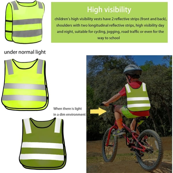 2 stk. sikkerhedsvest til børn, 360° synlighed reflekterende vest f