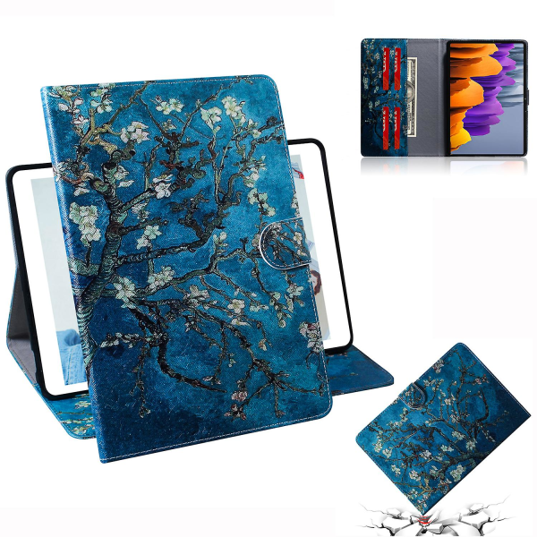 Mönsterutskrift Plånbok Läder Etui til Samsung Galaxy Tab S7 T870 - Flower Branch Multi-color ingen
