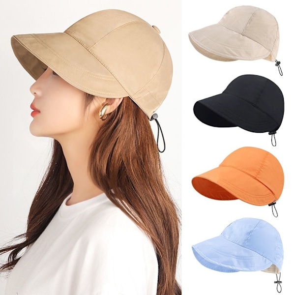 Hat med bred skygge, snøre, justerbare kasketter, herre, dame, strandhat Beige