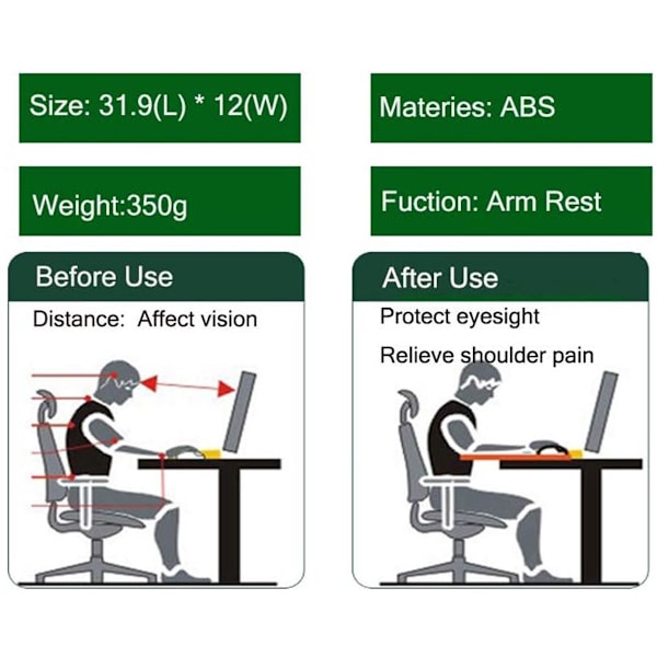Extension Bracket - Computer Desk - Ergonomic - Desk Clamp - Mouse Platform Extension - Attachable - Elbow Mouse Pad - Arms