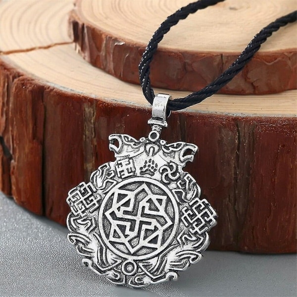 Antikke smykker Slavisk Nat Ridder Vedhæng Slavisk Amulet Sol Vedhæng Nordisk Valkyrie Viking Bjørn Pote Ulv Halskæde Gave Antik Sølvbelagt
