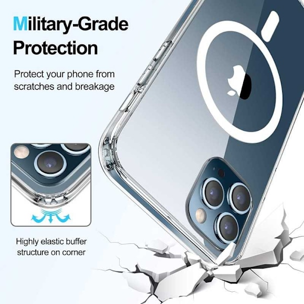 Compatible with iPhone 12 Transparent Shockproof Case MagSafe Compatible Transparent Transparent