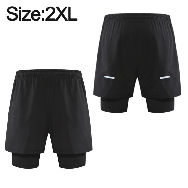 2 in 1 löparshorts för män, snabbtorkande gym atletisk träning XXL zdq