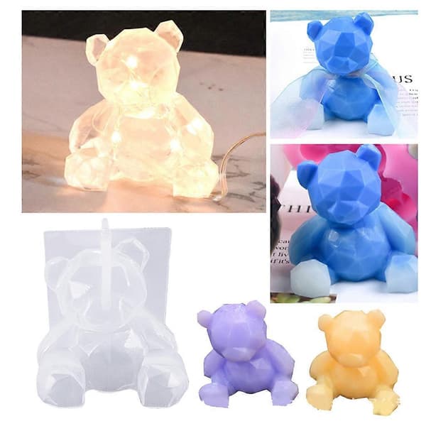 DIY Hantverk Bil Aromaterapi Silikonform 3D Handgjord Geometrisk Björnform_tfrf