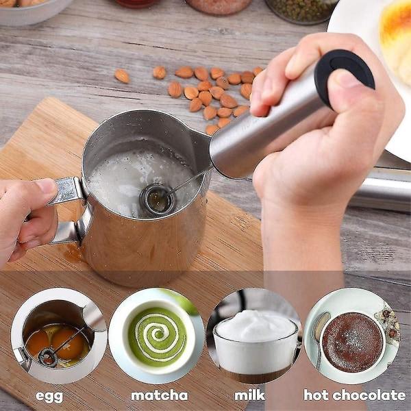 Elektrisk melkeskummer med dobbelvisp Eggvisp USB Oppladbar melkeskummer vispskum for kaffe eller latte macchiato zdq