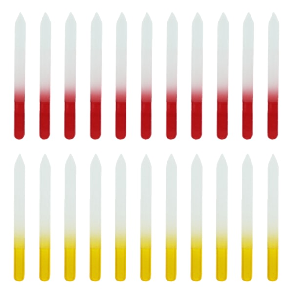 CDQ Professionell tjeckisk kort kristallglas baby nagelfilar puskuri 15 kpl punainen pitkä + 15 kpl keltainen pitkä