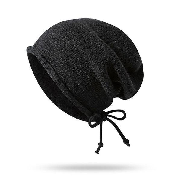 Unisex Slouchy Knit Beanie med komfortabel Hiphop-hat med bjælkekant for gravide kvinder Student Mænd Sort ingen