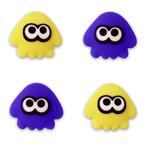 Splatoon Squid Silikone Tommelfingergreb Analogt Cover Joystick Cap til Nintendo Switch/oled/lite Controller Yellow and Blue