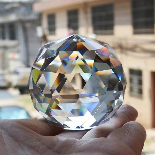 Klarskuren kristallglaskula 80 mm genomskinlig facetterad blickkula Kristallkula Prisma Hårdvara for hem- og hotelldekoration, 1 forpackning zdq