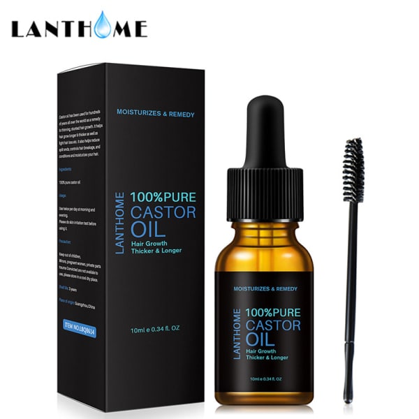 LANTHOME Ricinusolie sort tykt krøllet hårrod 10ml