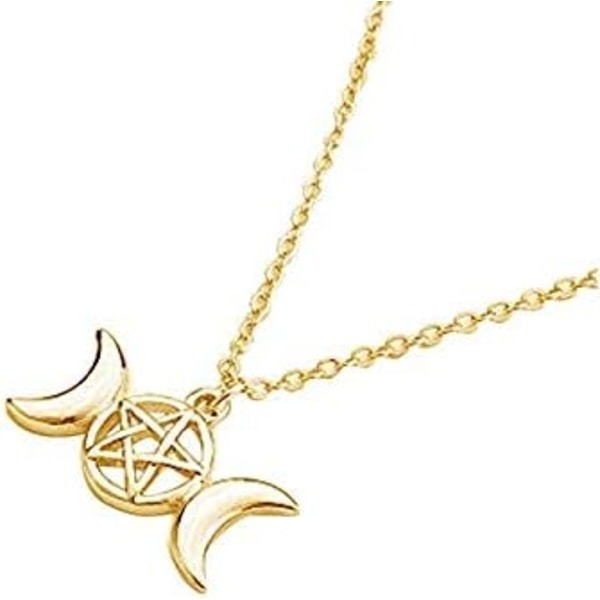 Heyone Fashion 3 väriä Triple Moon Goddess -riipus kaulakoru Pentacle Pentagram Wiccan -koru