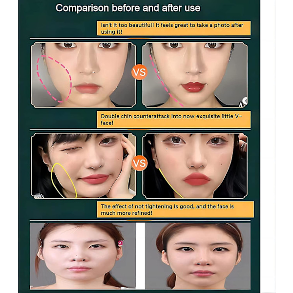 Skönhetsskulpterande sovmask, återanvändbar V-linjeformande mask, V-linjelyftande mask ansiktsslankande rem - Dubbelhakreducerare - XinHan 2Pcs