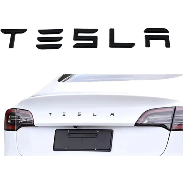 Självhäftande och individuella 3D-båldekorationsbokstäver: "Tesla" kompatibel med Tesla-modeller: X, Y, S och 3 (svart)