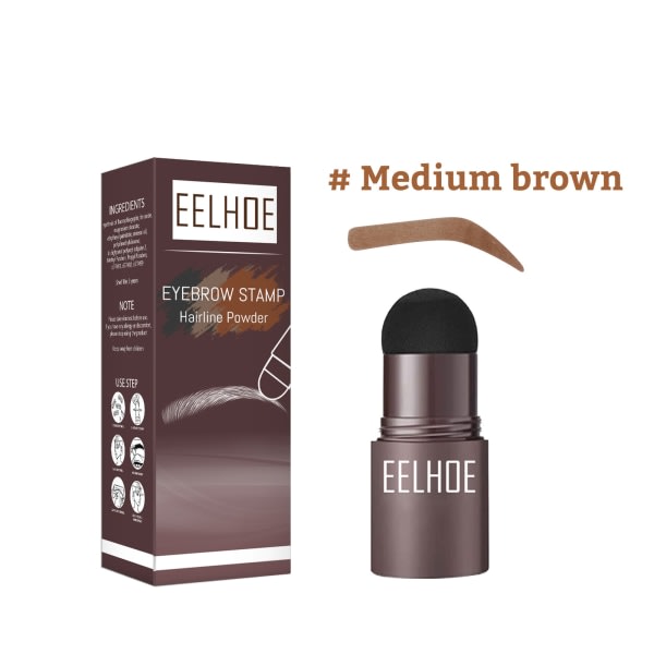 EELHOE form vandtæt makeup hårlinjepudder Medium brown boxed 1stk