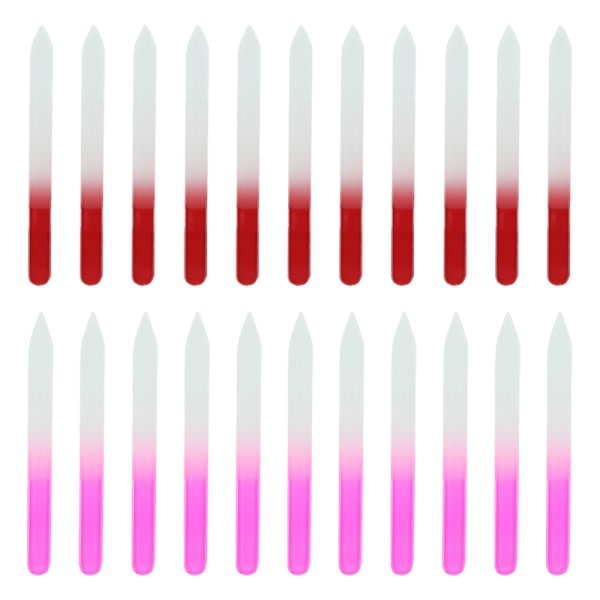 CDQ Professionell tjeckisk kort kristallglas baby nagelfilar buffert 15st röd lång + 15st rosa lång