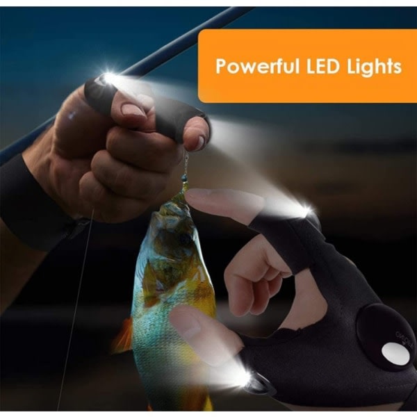 Fingerhandskar Arbetshandskar Ficklampa LED Fiskehandskar Ett Par