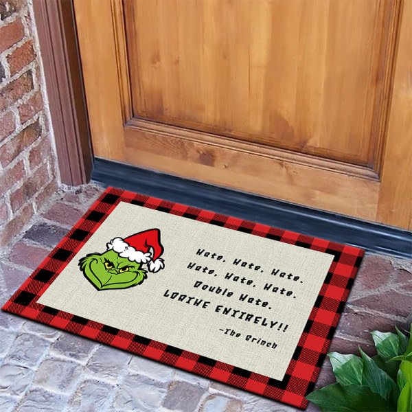 Julgrinchgolvmatte, dekorativ golvmatte for julehelgen (Grinch 50X80cm)