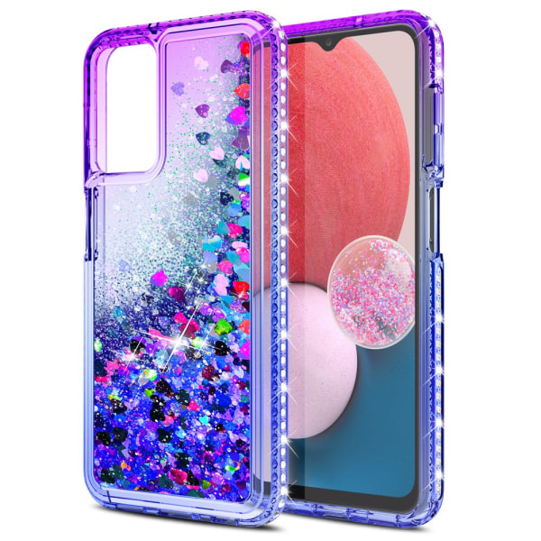 Elegant Choise Bling-telefondeksel for Samsung Galaxy A14 5G Liquid Luxury Glitter Cover, Rosa Grønn Lilla