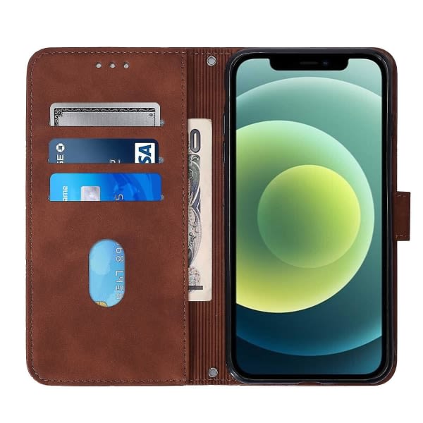 Etui kompatibelt Iphone 11 Cover Premium Pu-læder med kortplads for kreditkortsholdere Flip Folio Book Stativ Magnetisk Etui Coque brun ingen