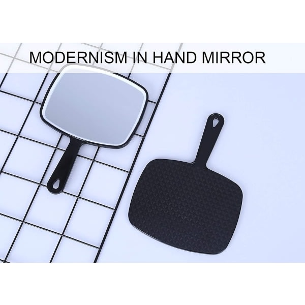Handspegel, sort håndholder spegel med håndtag, 6,3" X 5,3"