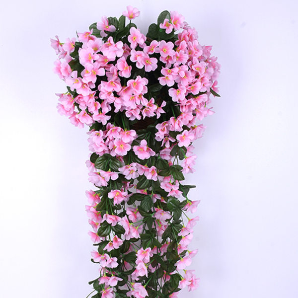 CDQ 2 klasar kronblad hängande konstgjorda blommor, konstgjorda blåregn hängande blommor för bröllop heminredning (ljusrosa)