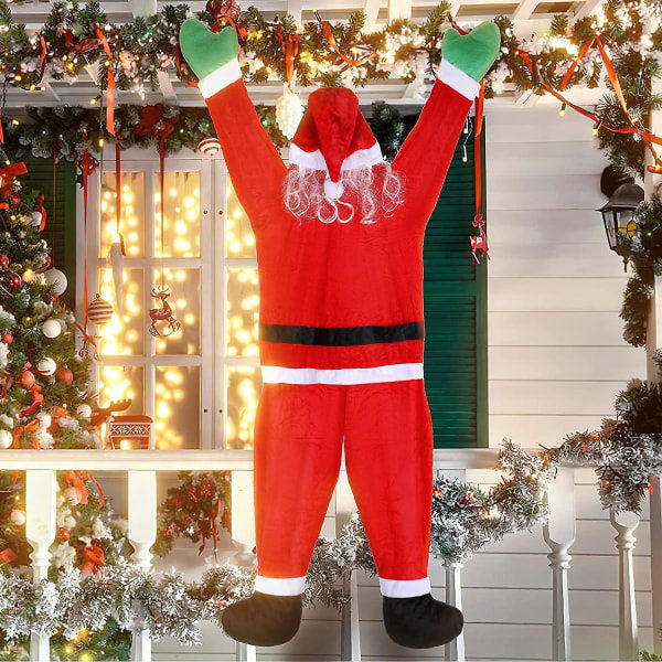 67\" stor jultomte juldekorationer 5,6 ft hängande jultomte kostym från ränntak jul jultomte dekorationer för inomhus utomhus