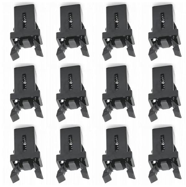 Affaldsspandlås/trykknapper 12-pak - 1,1x1,5 cm - Sort plast - Erstatningslås til affaldsspande - Universal