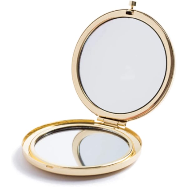 Förstorande kompakt spegel för plånböcker, hopfällbar mini, guld Gold
