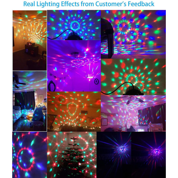 Discokula LED-festlampe med 7 farger RGBP 1,2 m USB-kabel og fjernkontroll for fest jul barn
