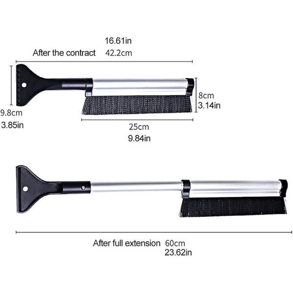 2 i 1 teleskopisk isskraber snefjernelsesværktøj, teleskopisk sneskovl i aluminiumlegering