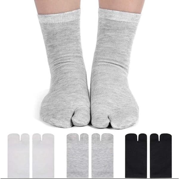 Flip Flop Sokker, 3 Par Split Tå Store Tå Sokker Til Sandaler, Unisex One Size, Sort Hvid Og Grå