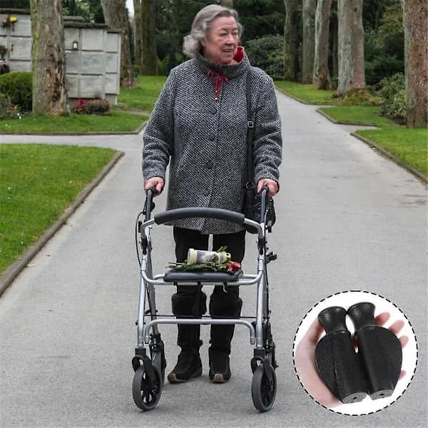 2 PCS Universal Rollator Handles, Non-slip Rollator Handle Replacement Parts Compatible with Rollator Black Black