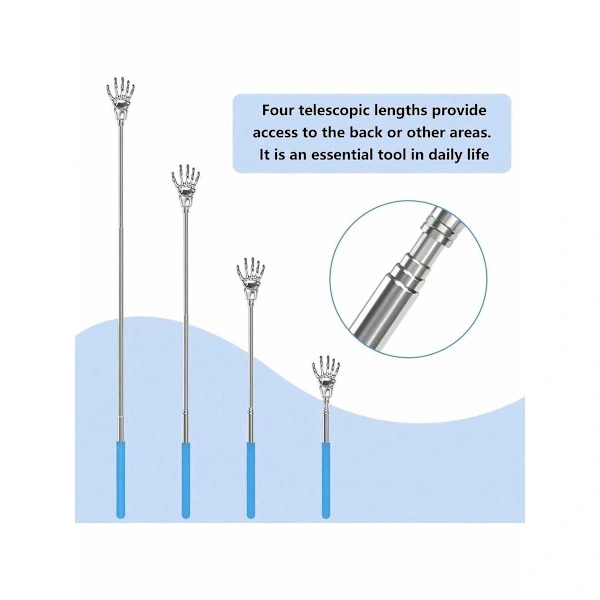 1 pc Back Scratcher, Telescopic Stainless Steel Back Scratcher, Extendable Scratching Hand Back Scraper with Rubber Coated Handle for Back Default Default