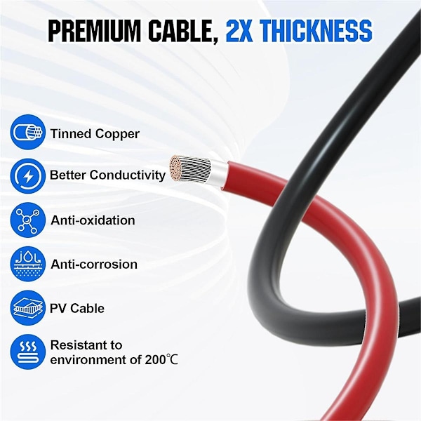 Anderson-stik 50A-kit Anderson-stik 8 AWG 30 cm batterikabler Vandtætte hurtigkoblinger til LiFePO4
