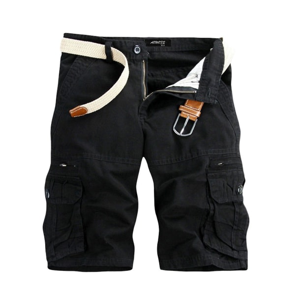 Mode Man Overalls Solida Casual Korta Byxor Svart 33 zdq