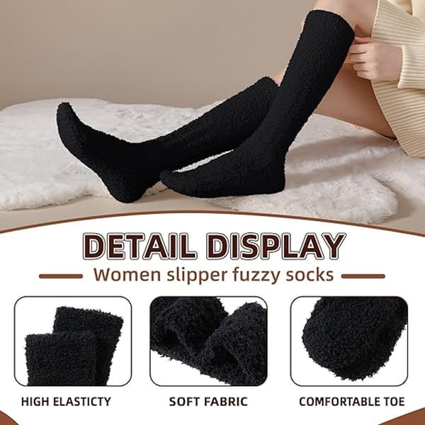 Pair, Socks, Knee-highs, Warm, Fluffy Fleece Socks, Women's Socks - Warm Winter Socks