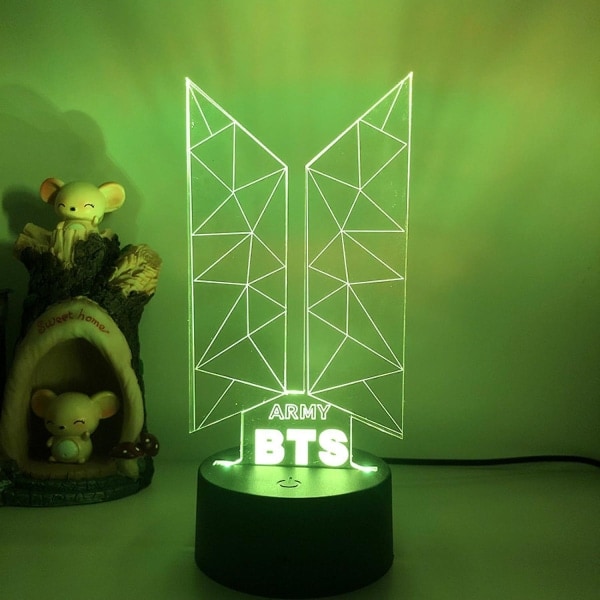 Qinwei 3d LED-natlampe BTS Singer Youth League 3d Illusion-lampe Fjernbetjening til fans Soveværelse Indretning --- Stil B2black Seat null none