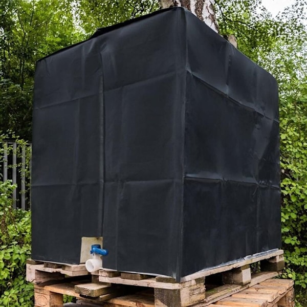 Vattentanksskydd, IBC-tankskydd för 1000L tank, Vattentankbehållare Skyddande Överdrag, Dammtätt Anti-UV Anti-Regn, 120x100x116cm (Svart)