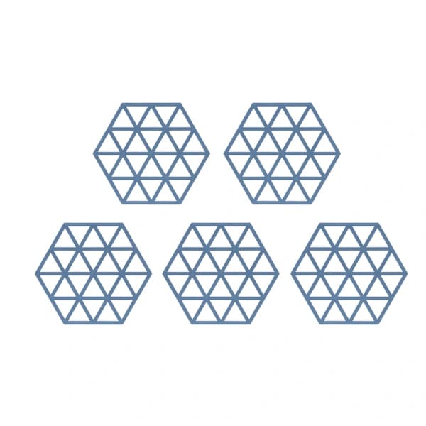 1st Table Mat Geometric Hexagonal Hollow Silicone Blue Insulation Pads for Chicken Restaurant Tea Coffee Cup