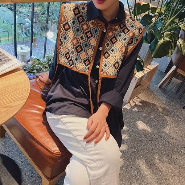 Kvinnor Broderad Axelhalsduk Sjal Wrap Blommig Skjorta Colla N3 One Size